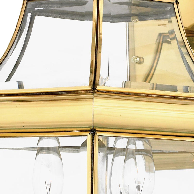 Quoizel Newbury 22in 3-Light Outdoor Wall Lantern | Traditional Polished Brass and Clear Beveled Glass | Front Door & Porch | Model NY8318B