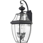Quoizel Newbury 22in 3-Light Outdoor Wall Lantern | Traditional Mystic Black and Clear Beveled Glass | Front Door & Porch | Model NY8318K
