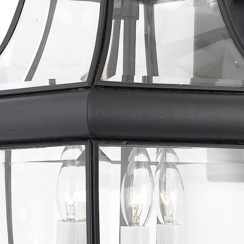 Quoizel Newbury 22in 3-Light Outdoor Wall Lantern | Traditional Mystic Black and Clear Beveled Glass | Front Door & Porch | Model NY8318K