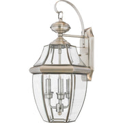 Quoizel Newbury 22in 3-Light Outdoor Wall Lantern | Traditional Pewter and Clear Beveled Glass | Front Door & Porch | Model NY8318P