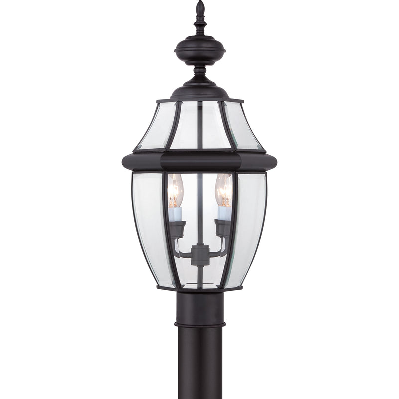 Quoizel Newbury 11in 2-Light Outdoor Lantern | Classic Mystic Black Brass and Clear Beveled Glass | Front Porch & Entryway | Model NY9042K