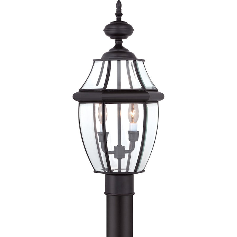 Quoizel Newbury 11in 2-Light Outdoor Lantern | Classic Mystic Black Brass and Clear Beveled Glass | Front Porch & Entryway | Model NY9042K