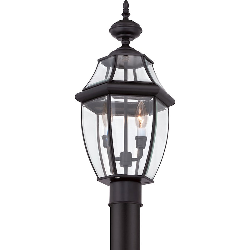 Quoizel Newbury 11in 2-Light Outdoor Lantern | Classic Mystic Black Brass and Clear Beveled Glass | Front Porch & Entryway | Model NY9042K