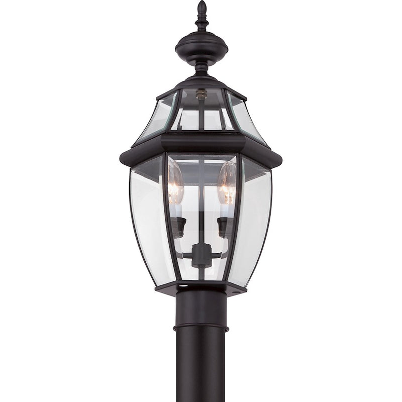 Quoizel Newbury 11in 2-Light Outdoor Lantern | Classic Mystic Black Brass and Clear Beveled Glass | Front Porch & Entryway | Model NY9042K
