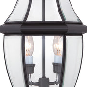 Quoizel Newbury 11in 2-Light Outdoor Lantern | Classic Mystic Black Brass and Clear Beveled Glass | Front Porch & Entryway | Model NY9042K
