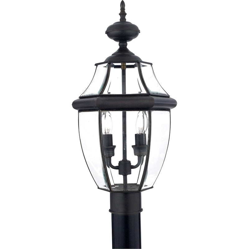 Quoizel Newbury 11in 2-Light Outdoor Lantern | Classic Medici Bronze Brass and Clear Beveled Glass | Front Porch & Entryway | Model NY9042Z