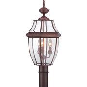 Quoizel Newbury 12.5in 3-Light Outdoor Lantern | Classic Aged Copper and Clear Beveled Glass | Front Porch & Entryway | Model NY9043AC