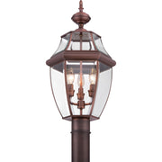Quoizel Newbury 12.5in 3-Light Outdoor Lantern | Classic Aged Copper and Clear Beveled Glass | Front Porch & Entryway | Model NY9043AC