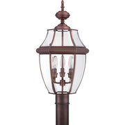 Quoizel Newbury 12.5in 3-Light Outdoor Lantern | Classic Aged Copper and Clear Beveled Glass | Front Porch & Entryway | Model NY9043AC
