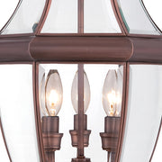 Quoizel Newbury 12.5in 3-Light Outdoor Lantern | Classic Aged Copper and Clear Beveled Glass | Front Porch & Entryway | Model NY9043AC