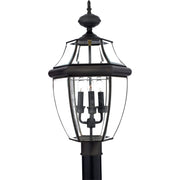 Quoizel Newbury 12.5in 3-Light Outdoor Lantern | Traditional Medici Bronze Brass and Clear Beveled Glass | Front Porch & Entryway | Model NY9043Z