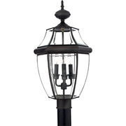 Quoizel Newbury 12.5in 3-Light Outdoor Lantern | Traditional Medici Bronze Brass and Clear Beveled Glass | Front Porch & Entryway | Model NY9043Z