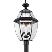 Quoizel Newbury 16in 4-Light Outdoor Lantern | Traditional Mystic Black Brass and Clear Beveled Glass | Front Porch & Entryway | Model NY9045K