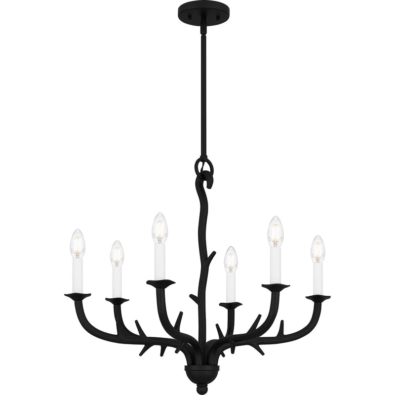 Quoizel Oakley 25in 6-Light Chandelier | Traditional Earth Black Steel | Dining Room & Living Room | 25 x 25 x 22.25 in | Model OAK5025EK