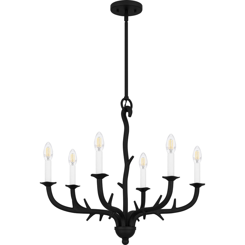 Quoizel Oakley 25in 6-Light Chandelier | Traditional Earth Black Steel | Dining Room & Living Room | 25 x 25 x 22.25 in | Model OAK5025EK