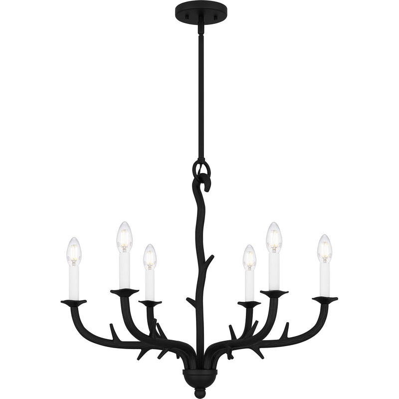 Quoizel Oakley 25in 6-Light Chandelier | Traditional Earth Black Steel | Dining Room & Living Room | 25 x 25 x 22.25 in | Model OAK5025EK