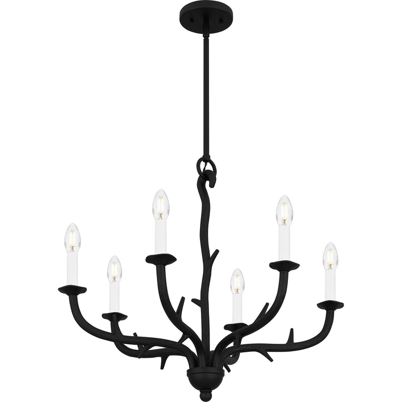 Quoizel Oakley 25in 6-Light Chandelier | Traditional Earth Black Steel | Dining Room & Living Room | 25 x 25 x 22.25 in | Model OAK5025EK