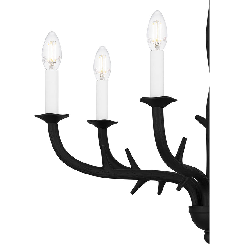 Quoizel Oakley 25in 6-Light Chandelier | Traditional Earth Black Steel | Dining Room & Living Room | 25 x 25 x 22.25 in | Model OAK5025EK