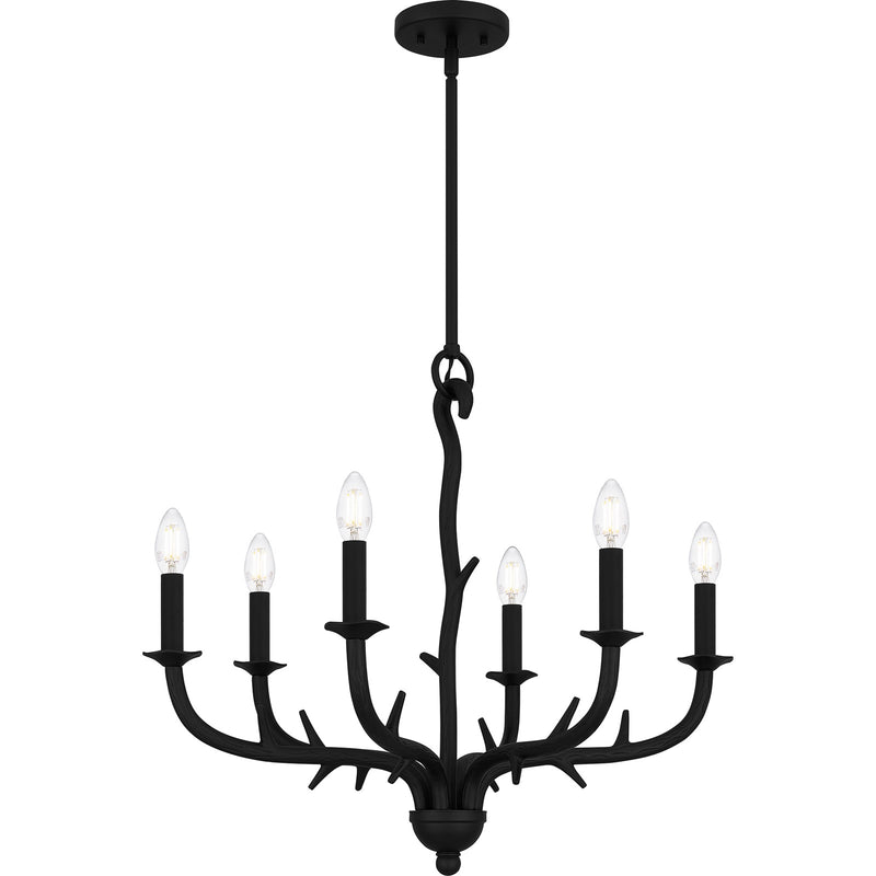 Quoizel Oakley 25in 6-Light Chandelier | Traditional Earth Black Steel | Dining Room & Living Room | 25 x 25 x 22.25 in | Model OAK5025EK