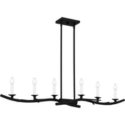 Quoizel Oakley 44in 6-Light Island Chandelier | Traditional Earth Black Steel | Kitchen Island & Dining Room | 44.5 x 8.75 x 8 in | Model OAK644EK