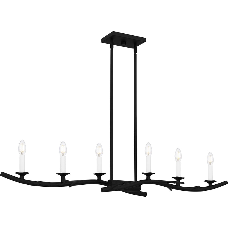 Quoizel Oakley 44in 6-Light Island Chandelier | Traditional Earth Black Steel | Kitchen Island & Dining Room | 44.5 x 8.75 x 8 in | Model OAK644EK