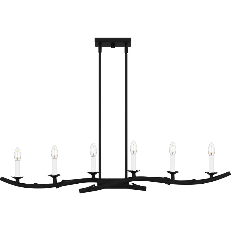 Quoizel Oakley 44in 6-Light Island Chandelier | Traditional Earth Black Steel | Kitchen Island & Dining Room | 44.5 x 8.75 x 8 in | Model OAK644EK