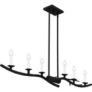 Quoizel Oakley 44in 6-Light Island Chandelier | Traditional Earth Black Steel | Kitchen Island & Dining Room | 44.5 x 8.75 x 8 in | Model OAK644EK
