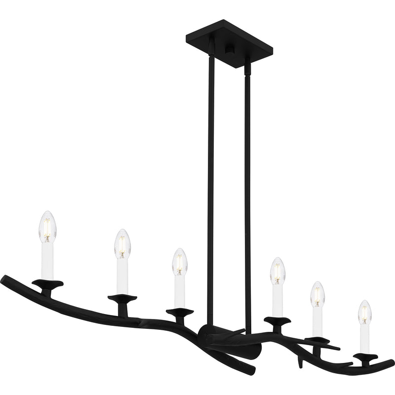 Quoizel Oakley 44in 6-Light Island Chandelier | Traditional Earth Black Steel | Kitchen Island & Dining Room | 44.5 x 8.75 x 8 in | Model OAK644EK