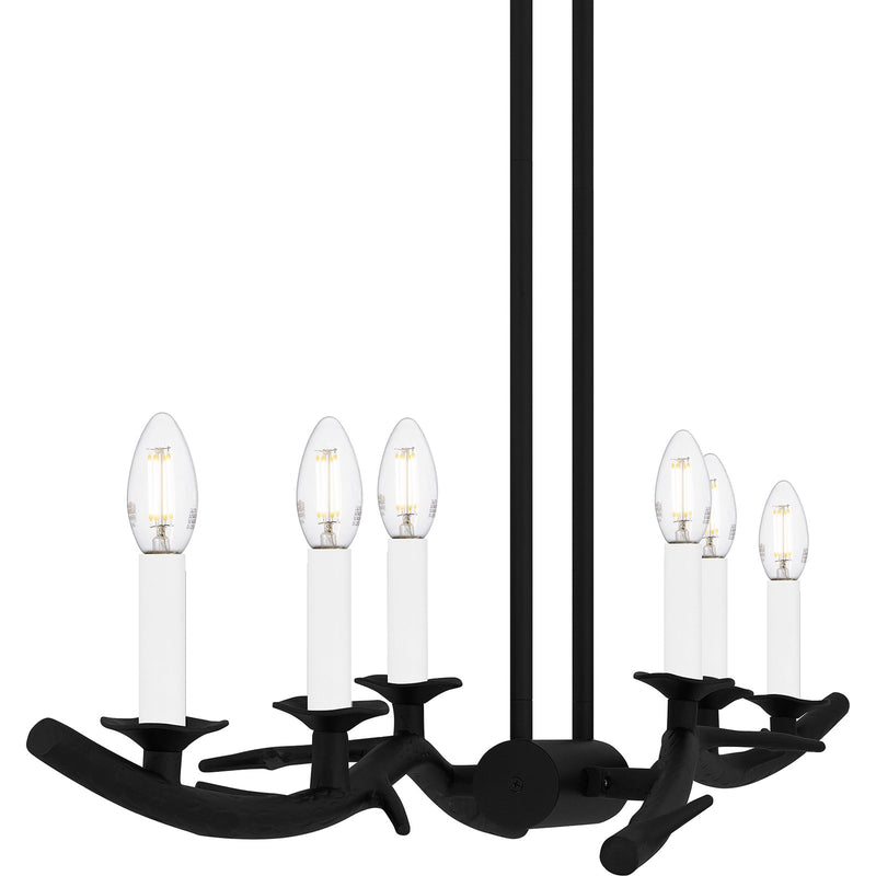 Quoizel Oakley 44in 6-Light Island Chandelier | Traditional Earth Black Steel | Kitchen Island & Dining Room | 44.5 x 8.75 x 8 in | Model OAK644EK