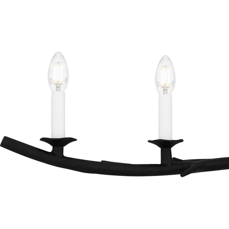 Quoizel Oakley 44in 6-Light Island Chandelier | Traditional Earth Black Steel | Kitchen Island & Dining Room | 44.5 x 8.75 x 8 in | Model OAK644EK