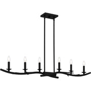 Quoizel Oakley 44in 6-Light Island Chandelier | Traditional Earth Black Steel | Kitchen Island & Dining Room | 44.5 x 8.75 x 8 in | Model OAK644EK