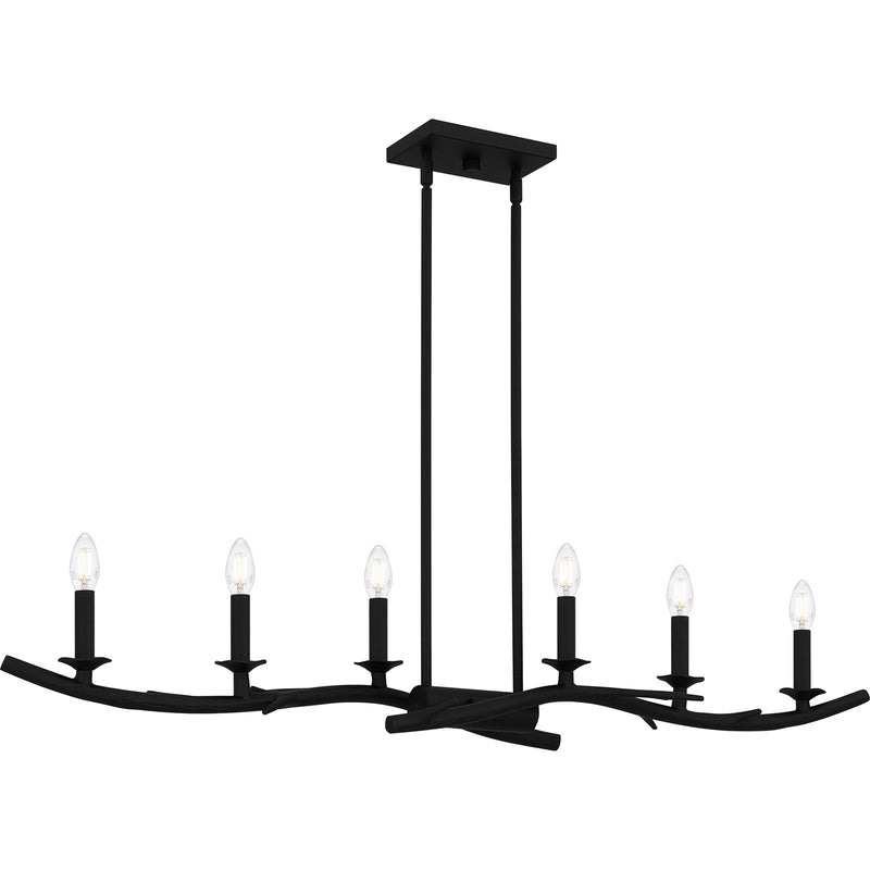 Quoizel Oakley 44in 6-Light Island Chandelier | Traditional Earth Black Steel | Kitchen Island & Dining Room | 44.5 x 8.75 x 8 in | Model OAK644EK