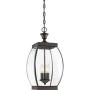 Quoizel Oasis 9in 3-Light Outdoor Lantern | Transitional Medici Bronze and Clear Glass | Front Entry & Porch | 9 x 9 x 20.5 in | Model OAS1909Z