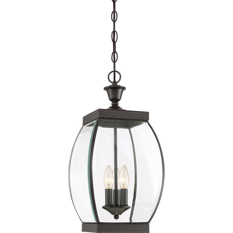 Quoizel Oasis 9in 3-Light Outdoor Lantern | Transitional Medici Bronze and Clear Glass | Front Entry & Porch | 9 x 9 x 20.5 in | Model OAS1909Z