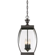 Quoizel Oasis 9in 3-Light Outdoor Lantern | Transitional Medici Bronze and Clear Glass | Front Entry & Porch | 9 x 9 x 20.5 in | Model OAS1909Z