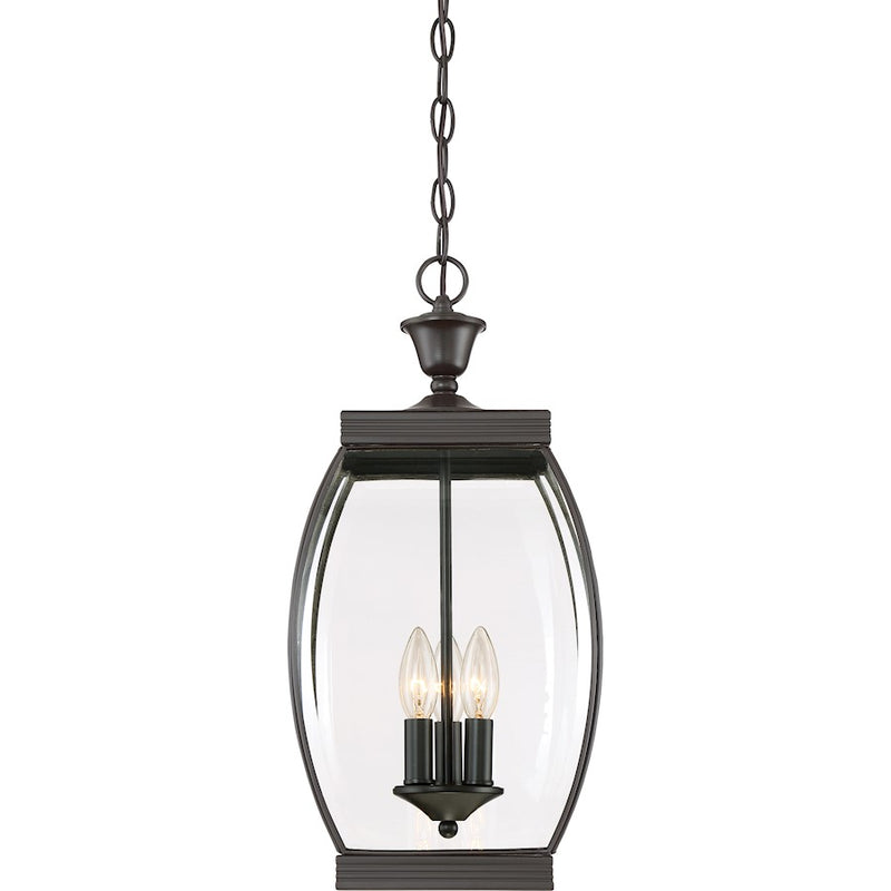 Quoizel Oasis 9in 3-Light Outdoor Lantern | Transitional Medici Bronze and Clear Glass | Front Entry & Porch | 9 x 9 x 20.5 in | Model OAS1909Z