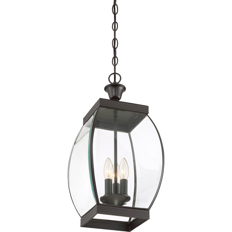 Quoizel Oasis 9in 3-Light Outdoor Lantern | Transitional Medici Bronze and Clear Glass | Front Entry & Porch | 9 x 9 x 20.5 in | Model OAS1909Z