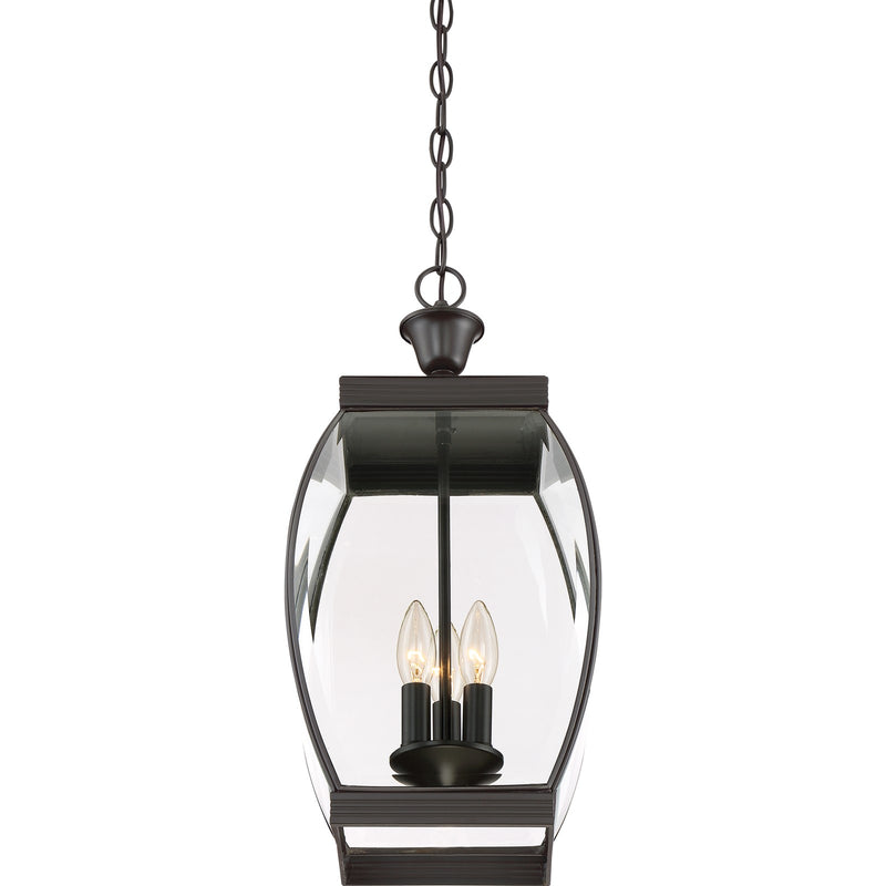 Quoizel Oasis 9in 3-Light Outdoor Lantern | Transitional Medici Bronze and Clear Glass | Front Entry & Porch | 9 x 9 x 20.5 in | Model OAS1909Z