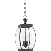 Quoizel Oasis 9in 3-Light Outdoor Lantern | Transitional Medici Bronze and Clear Glass | Front Entry & Porch | 9 x 9 x 20.5 in | Model OAS1909Z