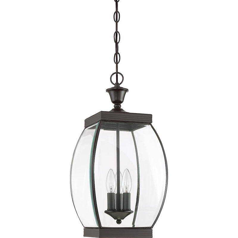 Quoizel Oasis 9in 3-Light Outdoor Lantern | Transitional Medici Bronze and Clear Glass | Front Entry & Porch | 9 x 9 x 20.5 in | Model OAS1909Z