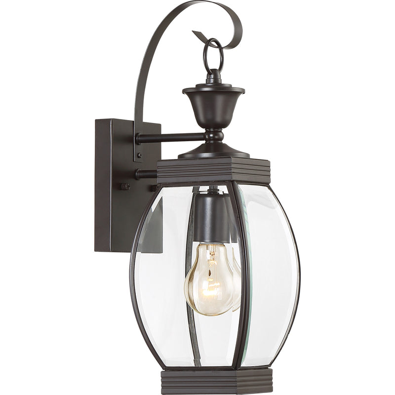 Quoizel Oasis 7.5in 1-Light Outdoor Lantern | Transitional Medici Bronze and Clear Glass | Front Entry & Porch | 5.5 x 7.5 x 17 in | Model OAS8406Z