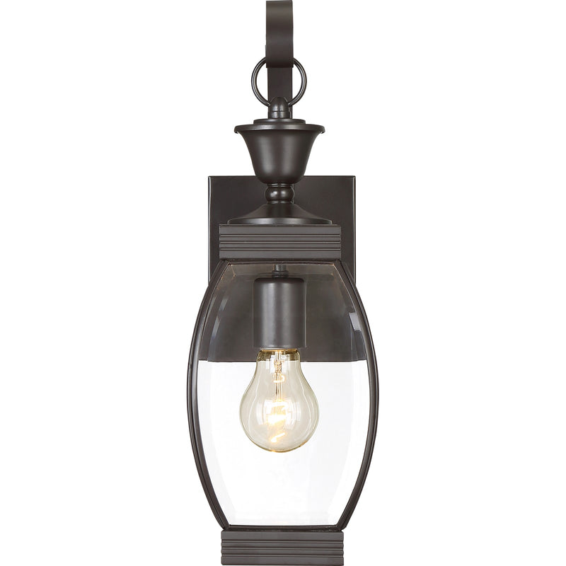 Quoizel Oasis 7.5in 1-Light Outdoor Lantern | Transitional Medici Bronze and Clear Glass | Front Entry & Porch | 5.5 x 7.5 x 17 in | Model OAS8406Z