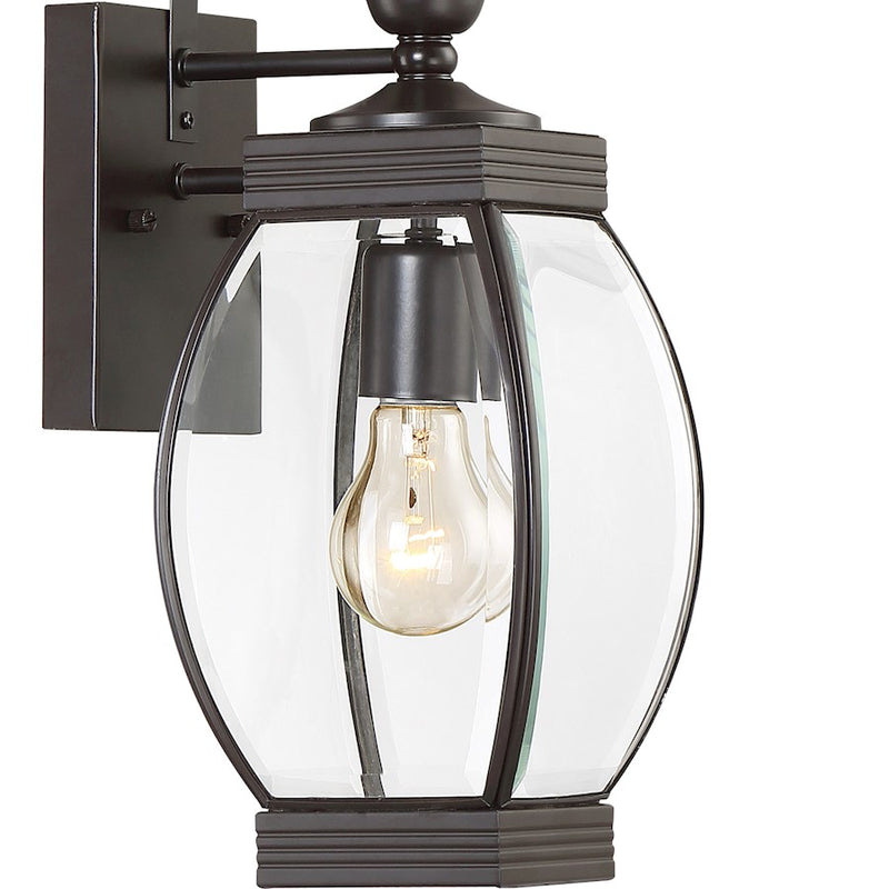 Quoizel Oasis 7.5in 1-Light Outdoor Lantern | Transitional Medici Bronze and Clear Glass | Front Entry & Porch | 5.5 x 7.5 x 17 in | Model OAS8406Z