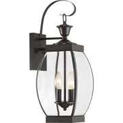 Quoizel Oasis 9in 2-Light Outdoor Lantern | Transitional Medici Bronze and Clear Glass | Front Entry & Porch | 7.5 x 9 x 21 in | Model OAS8408Z