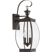 Quoizel Oasis 9in 2-Light Outdoor Lantern | Transitional Medici Bronze and Clear Glass | Front Entry & Porch | 7.5 x 9 x 21 in | Model OAS8408Z