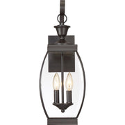 Quoizel Oasis 9in 2-Light Outdoor Lantern | Transitional Medici Bronze and Clear Glass | Front Entry & Porch | 7.5 x 9 x 21 in | Model OAS8408Z