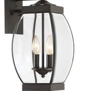 Quoizel Oasis 9in 2-Light Outdoor Lantern | Transitional Medici Bronze and Clear Glass | Front Entry & Porch | 7.5 x 9 x 21 in | Model OAS8408Z