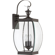 Quoizel Oasis 9in 3-Light Outdoor Lantern | Transitional Medici Bronze and Clear Glass | Front Entry & Porch | 9 x 10.5 x 22.5 in | Model OAS8409Z
