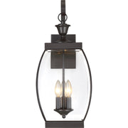 Quoizel Oasis 9in 3-Light Outdoor Lantern | Transitional Medici Bronze and Clear Glass | Front Entry & Porch | 9 x 10.5 x 22.5 in | Model OAS8409Z