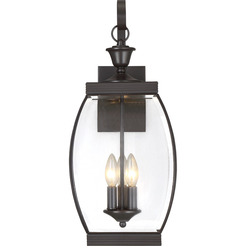 Quoizel Oasis 9in 3-Light Outdoor Lantern | Transitional Medici Bronze and Clear Glass | Front Entry & Porch | 9 x 10.5 x 22.5 in | Model OAS8409Z